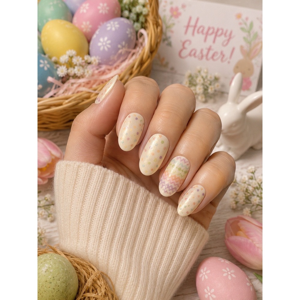 Color Street Good Egg Nail Polish Strips Pastel Polka Dot Chevron Easter‎ FDS564